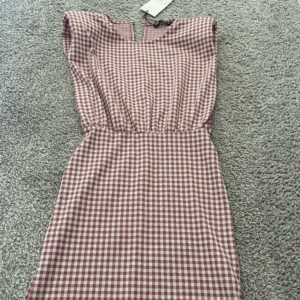 Zara women gingham mini dress size s